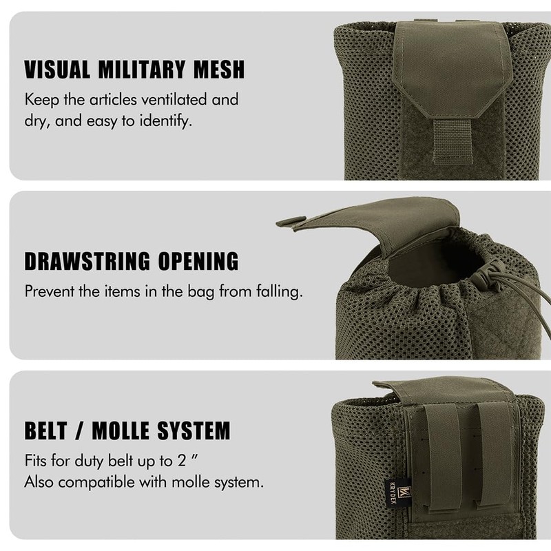 KRYDEX GEAR Tactical Dump Pouch, Molle Foldable Mag Bag Net