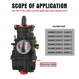 NIBBI Carburetor PWK28mm,fit 200cc—250cc Motorcycle Engine with Carb Jets for Dirt Bike Mini Bike Pit Bike GY6 ATV