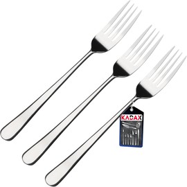 KADAX Stainless Steel Forks, Set of 3, Silver Fork Set, Table Forks with Rounded Edges, Dinner Forks, Modern Steak Forks (L: 20 cm, Silver)