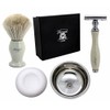 Mens Shaving Gift Set Includes Safety Razor, Pure White Badger