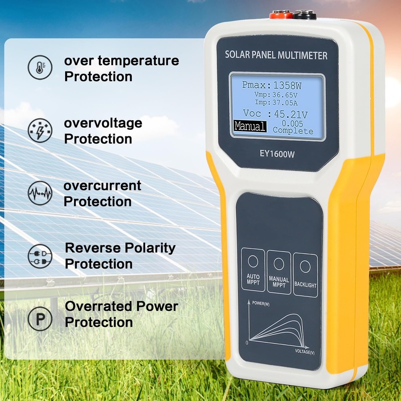 Jadeshay Solar Panel Multimeter, EY1600W LCD Display Photovoltaic Panel Multimeter