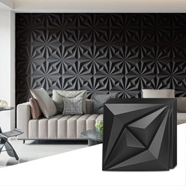 AMZDEPOT 50 Pack 3D Wall Panels for Interior Wall Decor, 3 Layout Options PVC Textured Wall Art Decor for Living Room Bedroom TV Background Gaming Room, 12''x12'', Black