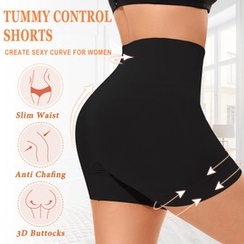 Miguofan Seamless Shaping Boyshorts Panties for Women Slip Shorts Under Dress Shapewear Tummy Control Underwear Anti Chafing (Black,Large)