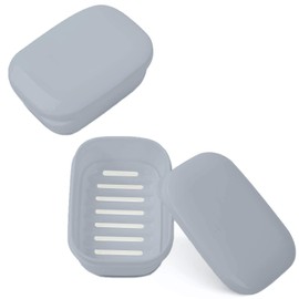 Quatish 2 Pack Travel Soap Container, Portable Soap Holder with Lid, Travel Bar Soap Holder, Soap Case for Camping Gym Travel, Soap Box for Bathroom, Greyblue