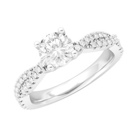 Sterling Silver Full Side Stones Twisted Vine 1.0 CT Genuine Moissanite Engagement Ring Promise Bridal Ring (6)