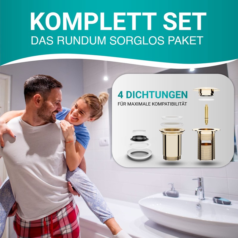 Engelbach Drain Fitting Sink with Overflow - Pop-Up Drain Fitting