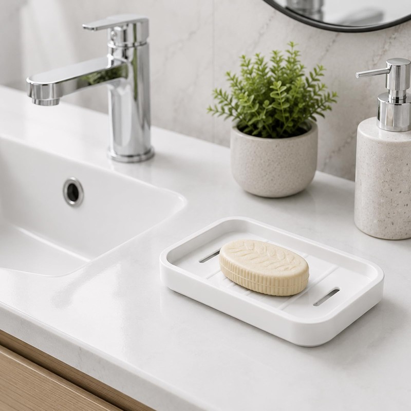 Draining Soap Dish 2-Pack – Holder for Bathroom & Kitchen