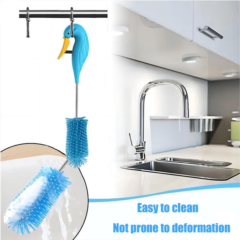 WSOQYEO Water Bottle Cleaner Brush Semi-Automatic Silicone Bottle Brush for