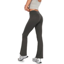 icyzone Women's High Waist Fleece Lined Flare Pants, Winter Thermal Warm Casual Athletic Gym Yoga Pants Leggings (Graphite Grey, S)