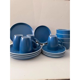 melangie Melange Stoneware 16 Piece Dinnerware Set Moderno Blue 4 pieces each