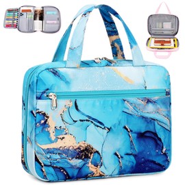 Octsky Bible Cover Case for Women Bible Organizer Book Carrying Bag for Medium and Large Bibles, Marble Cyan