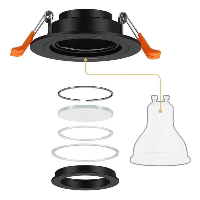 ledscom.de Recessed Bathroom Ceiling Light ERID, Damp-Proof, Bathroom, IP44, Round,