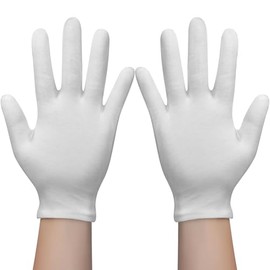 4 pares de guantes blancos, guantes de algodón transpirables para manos secas para dormir, guantes de algodón blanco reutilizables para eccema spa e h