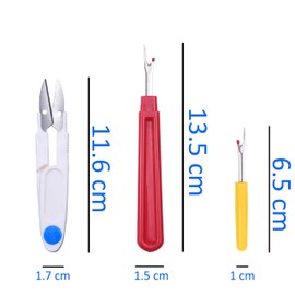 Kare & Kind 8x Sewing Seam Rippers - 4x Small and 4x Large Stitch Removers with Cap- Comes with a Trimming Scissors - For Sewing, Crafting, Quilting