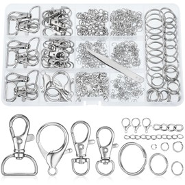 BESARME 460PCS Keychain Making Kit, Key Chain Clips with Key Rings Bulk, Metal Lobster Claw Clasp, Swivel Snap Hook, Jumprings & Extender Chain for Crafts, DIY Keychain Accessories Supplies