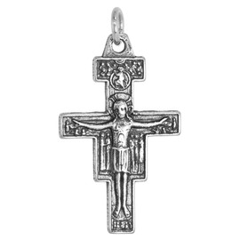 Sterling Silver San Damiano Crucifix Necklace Oxidized finish Antique Finish 18 inch CRB_50