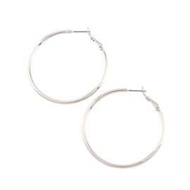 Jewelry Shop M Women's Simple Hoop Earrings, Made in Japan, Surgical Stainless Steel, Hypoallergenic, Brass Silver Stainless Steel Yellow Gold