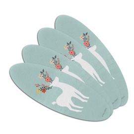 Deer and Flowers Double-Sided Oval Nail File Emery Board Set 4 Pack
