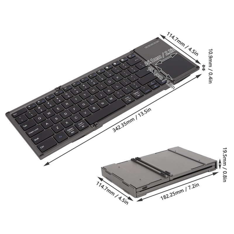 Wireless Keyboard 78 Keys Ultra Thin Folding Design Keyboard with