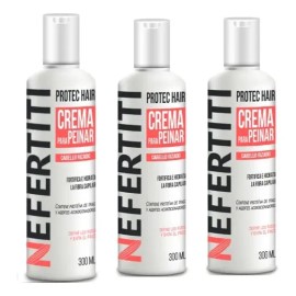 Crema Para Peinar Cabello Rizado Nefertiti. Kit 3 Piezas