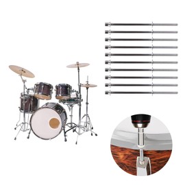 Yibuy 10 Pieces Drum Percussion Tension Rods Screws 1/5 Inch 120mm with Gaskets Silver