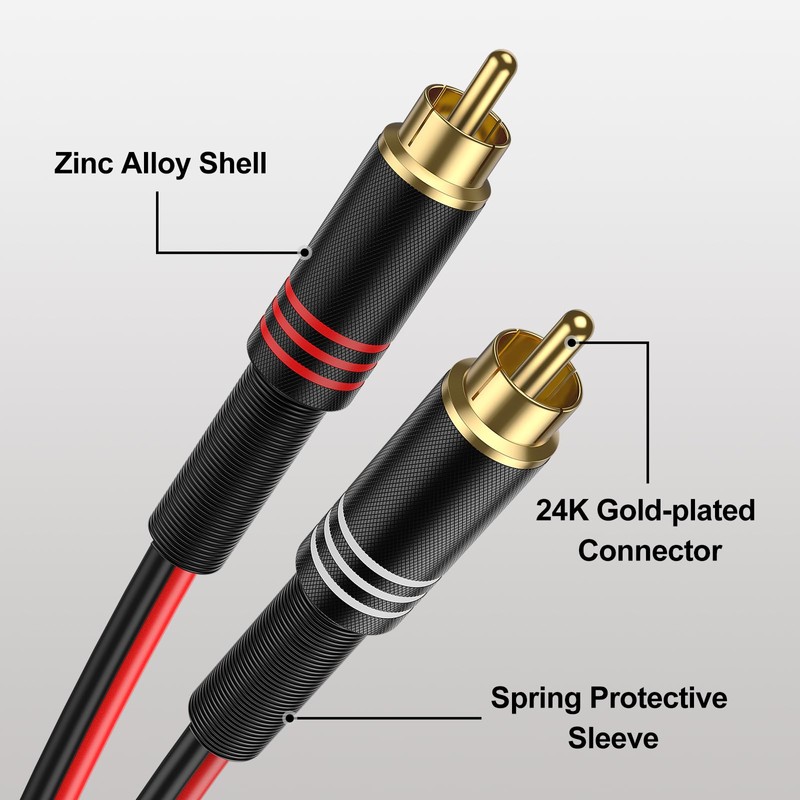 J&D RCA to Speaker Wire Adapter, 2 Pack 20AWG 3.3