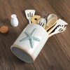 Bicuzat Ceramic Starfish Embossed Utensil Holder, Large Cooking Utensil Crocks