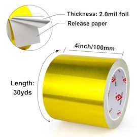 BOMEI PACK Cinta de Aluminio Dorada, HVAC Sellado y Parcheado Cinta para Conductos de Aire Frío Caliente Cinta de Aluminio para Reparación de Tuberías