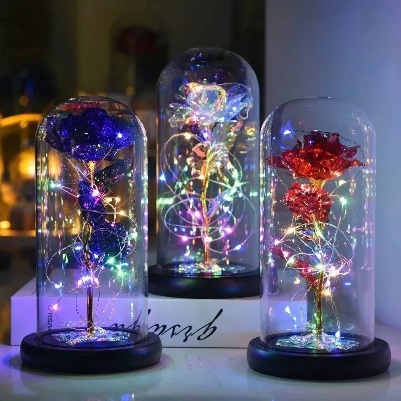 KH Rosa Eterna Led Encapsulad Cristal Regalo San Valentín Novia