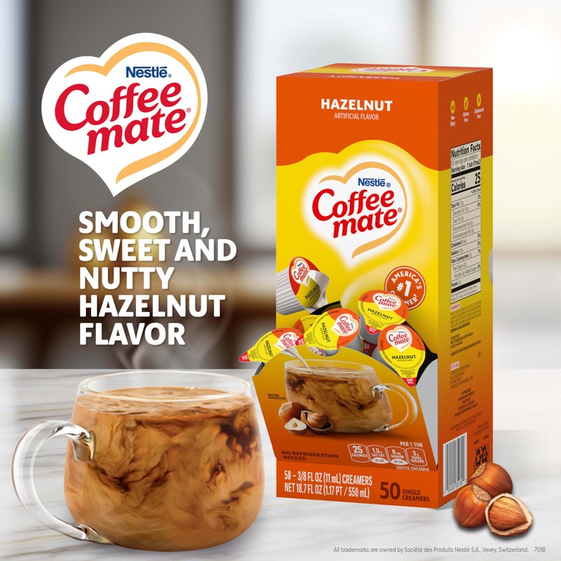 Nestle Coffee mate Coffee Creamer, Hazelnut, Liquid Creamer Singles, Non