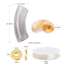 Spritewelry 42pcs/set DIY Jewellery Making Kits Curved Tube CCB Plastic Acrylic Beads Brass Spacer Beads Elastic Crystal Thread Tube Beads Mixed Colours