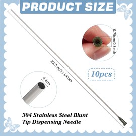 BENECREAT 10pcs 11.7" Blunt Tip Dispensing Needles 18 Gauge/7.5mm Long Stainless Steel Needles with Luer Lock for Dispensing Glues, Crafts