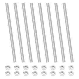 MISIQIMA Pack of 8 Threaded Rods, Threaded Rods Made of Stainless Steel, Threaded Rod with 16 Pieces Nuts (M8/100 mm)