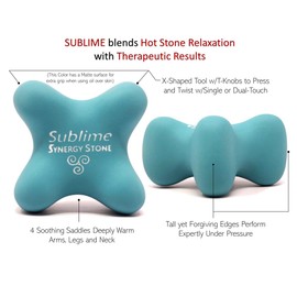 Sublime (Turquoise Blue)(Single) Synergy Stone - Contoured Hot Stone Massage Tool with Radiant Heat - Relaxing and Therapeutic for Neck, Back, Legs, Feet - Matte Surface for on Skin with Oil only