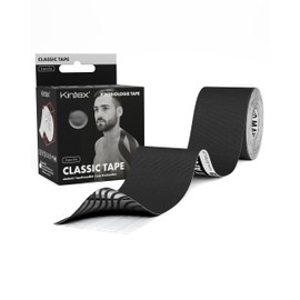 Kintex Kintex Kinesiologie Tape Classic, 5 cm x 5 m, hautfreundliches & wasserfestes Kinesiologie Tape, Physio Tape, Medizinisches Tape, für Sport & Physiotherapie (Schwarz)