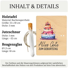 ZUKLA Packaging for Birthday Gifts – 13 x 10 cm – with Test Tube – Money Gift Packaging Wood – Gift Voucher