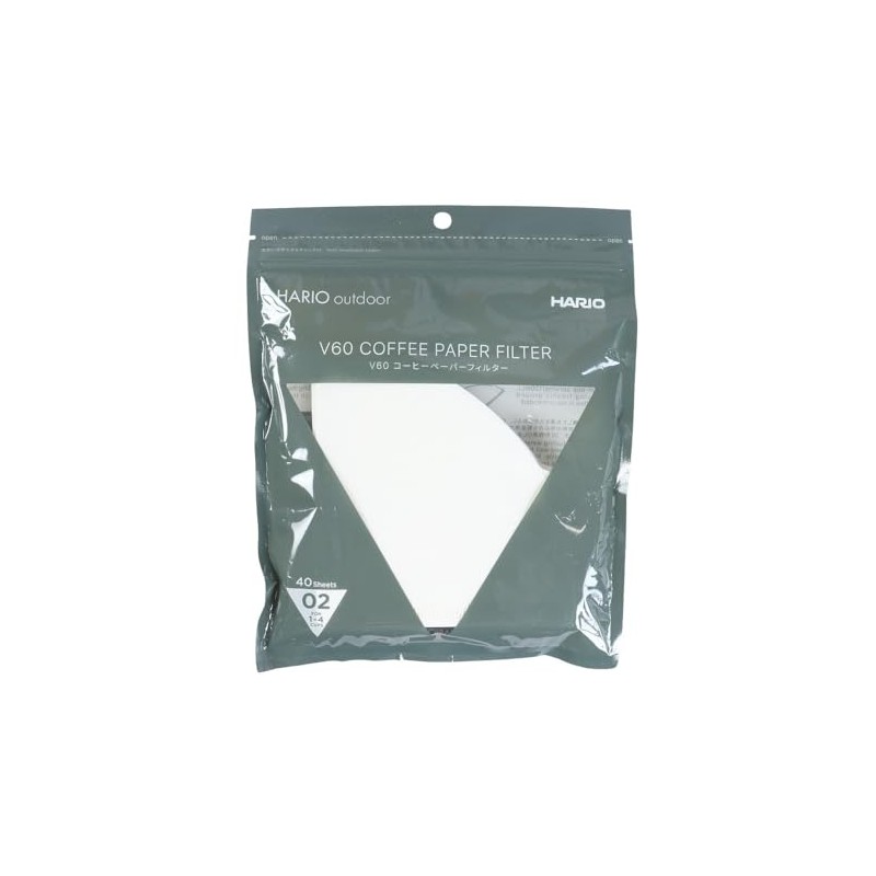 HARIO O-VCF-02-40W Outdoor V60 Paper Filter 02, White, 1-4 Cups,