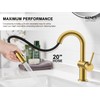 KENES Brushed Gold Single Handle Bathroom Faucet with Pull Out