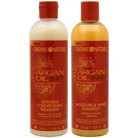 CREME OF NATURE Argan Oil Moisture Shine Shampoo & Intensive Treatment Set by CREME OF NATURE [Beauty] by cream of nature argan oil