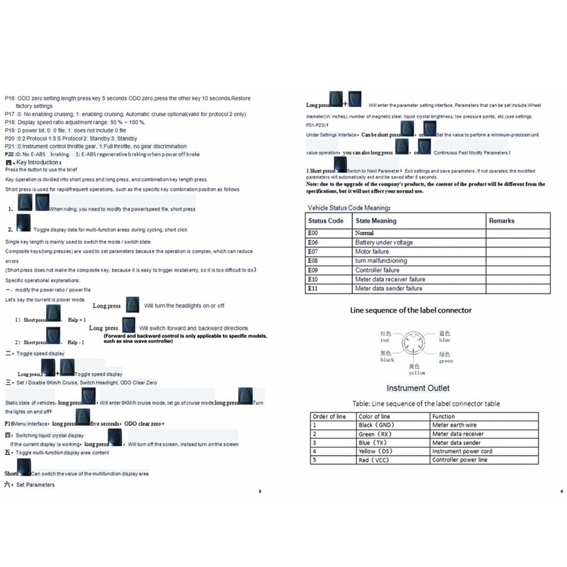 Scooter LCD Display, Electric Meter Control Panel Large Screen, M6C