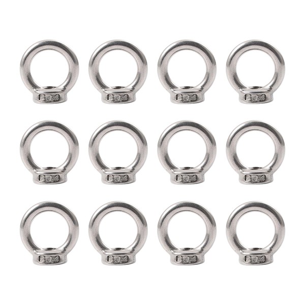 Pack of 12 ring nuts, M6, 304 stainless steel, ring