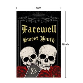 WeBenison Farewell Sweet Youth Garden Flag / Old English Birthday Party Yard House Lawn Sign / Funeral for My Youth Door Yard Lawn Sign Decor / 30th 40th 50th Birthday Party Outdoor Decorations,