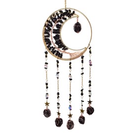 RAGKUU Black Dream Catcher Wall Decor Crystal Tree of Life Dream Catchers with Stone Pendant Handmade Dreamcatcher Wall Hanging Ornament for Bedroom Living Room Home Decor