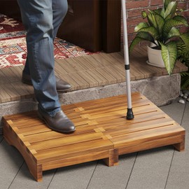 Acacia Wood Outdoor Steps, 3.5" Height Wooden Platform, Bed Step Stool for Adults Seniors Kids, Stepping Platforms for Bedside Bathroom Hot Tub