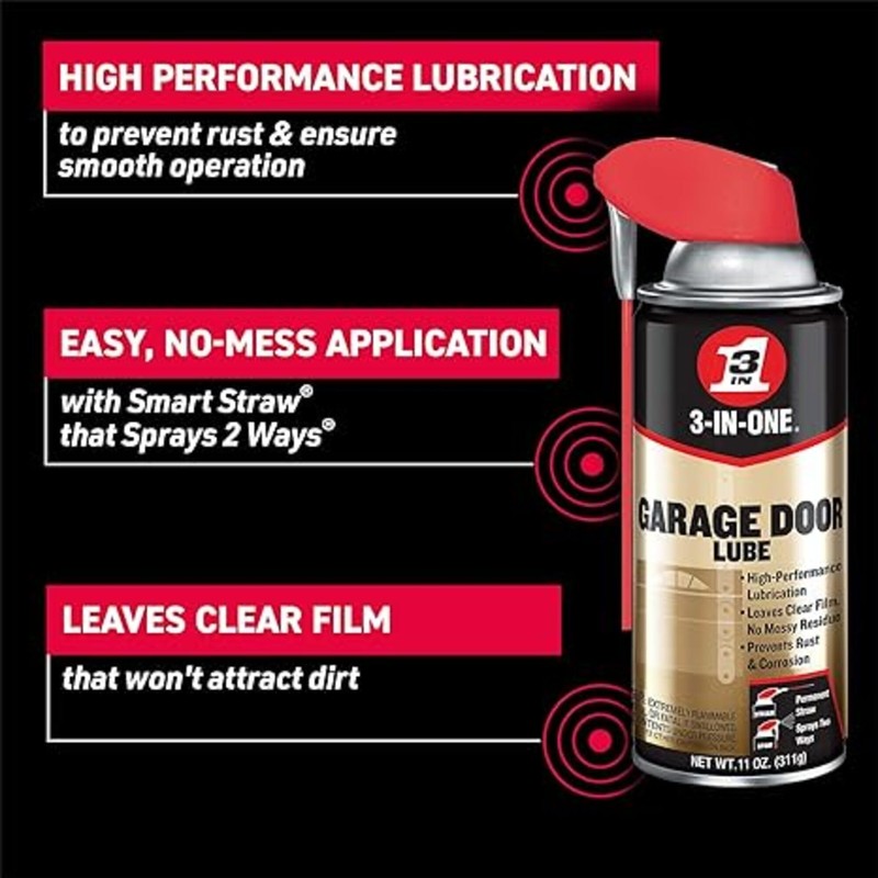3-IN-ONE Professional Garage Door Lubricant with Smart Straw Sprays 2