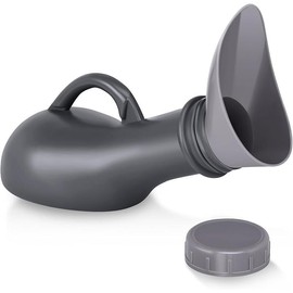 Female Urinal Spill Proof 1000ML, Urinals for Men Spill Proof Nighttime, Unisex Pee Funnel, Portable Women's Urinal, Urination Device for Car Travel, Road Trip Essentials - Color: Grey
