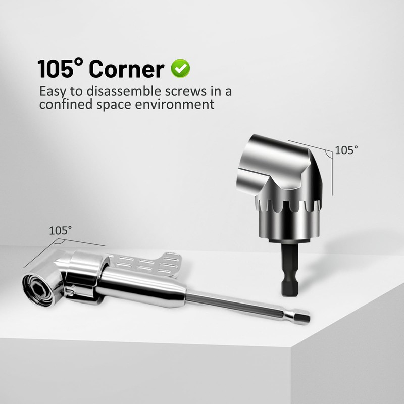 105° Angle Screwdriver Attachment Adapter, Versatile Degree Angle Bit Holder