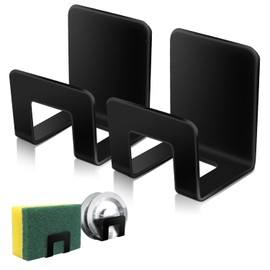 EIXENCOSI 2Pcs Sponge Holders for Kitchen Sink,Premium SUS304 Stainless Steel Waterproof Sponge Holder Sink Caddy - Quick Drying Strong Adhesive Sponge Holder - Black