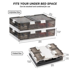 Under Bed Storage Containers With Wheels Plastic,Foldable Under Bed Storage Containers With Clear Lids Stackable Storage Bins 11Gal Storage Bins For Clothes,Books Crafts (S)
