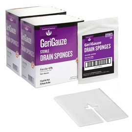 Split Gauze Sponges 4x4 Sterile - [Pack of 100] 6 Ply Feeding Tube Pads - Drain Sponges for Catheters, IVs, Tracheostomy, and G Tubes